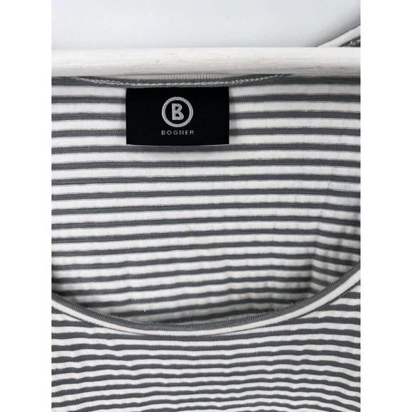 BOGNER Cotton Blend Black/White Striped Tank Top Scoop Neck Women's Size 14 - Picture 3 of 6